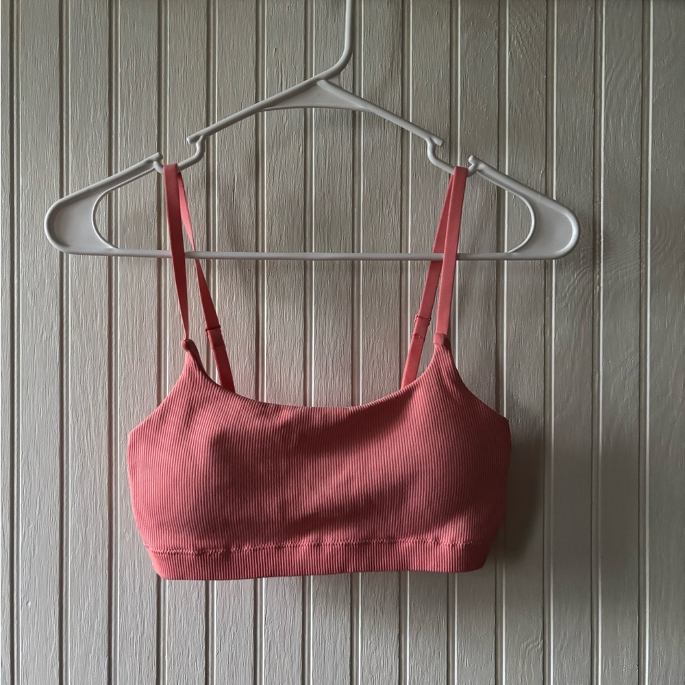 Aerie Superchill Pink Ribbed sports bra